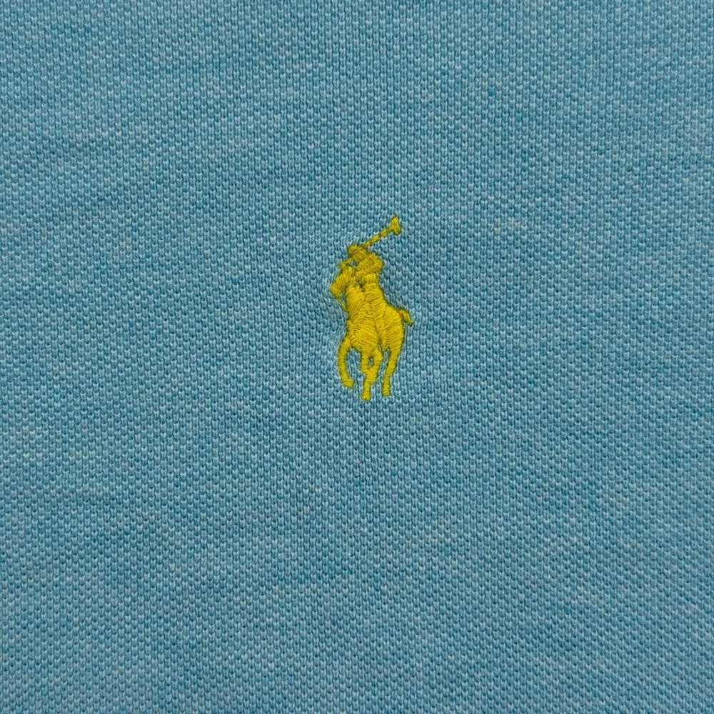 Polo Ralph Lauren Polo Shirt Mens L Blue Yellow‎ Pony Logo Short Sleeve Pique